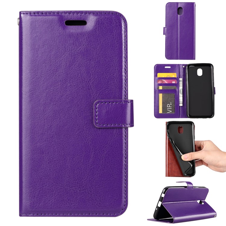 For Xiaomi Redmi 8A Crazy Horse Texture Wallet Stand Leather Casing Shell - Purple-1