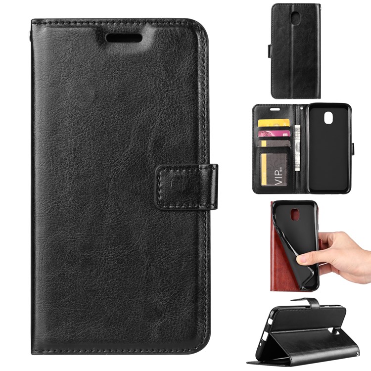 For Xiaomi Redmi 8A Crazy Horse Texture Wallet Stand Leather Casing Shell - Black-1