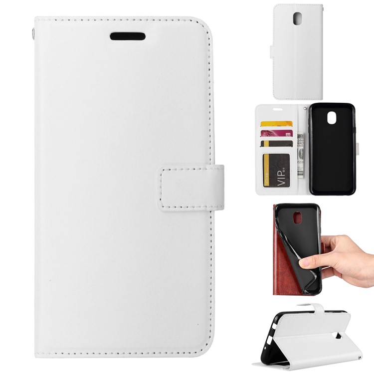Para Xiaomi Redmi 8A Crazy Horse Textura Carteira Ficar Shell Invólucro De Couro - Branco-1