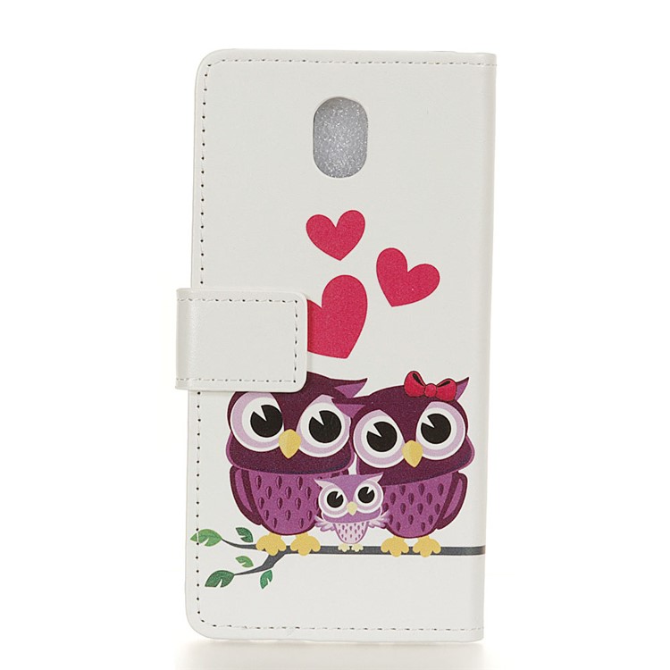 Pattern Printing Stand Leather Phone Case Protective Shell for Xiaomi Redmi 8A - Owls and Hearts-2