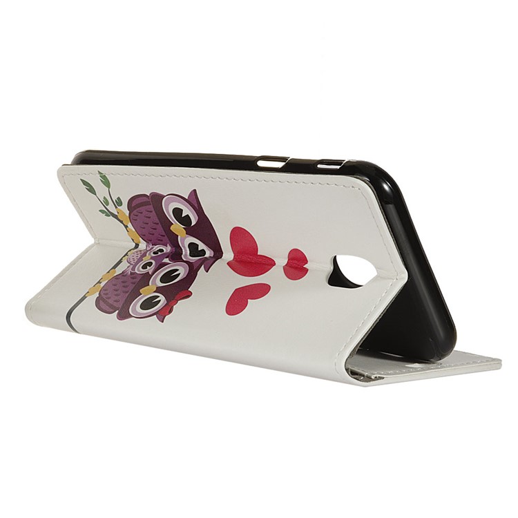 Pattern Printing Stand Leather Phone Case Protective Shell for Xiaomi Redmi 8A - Owls and Hearts-3