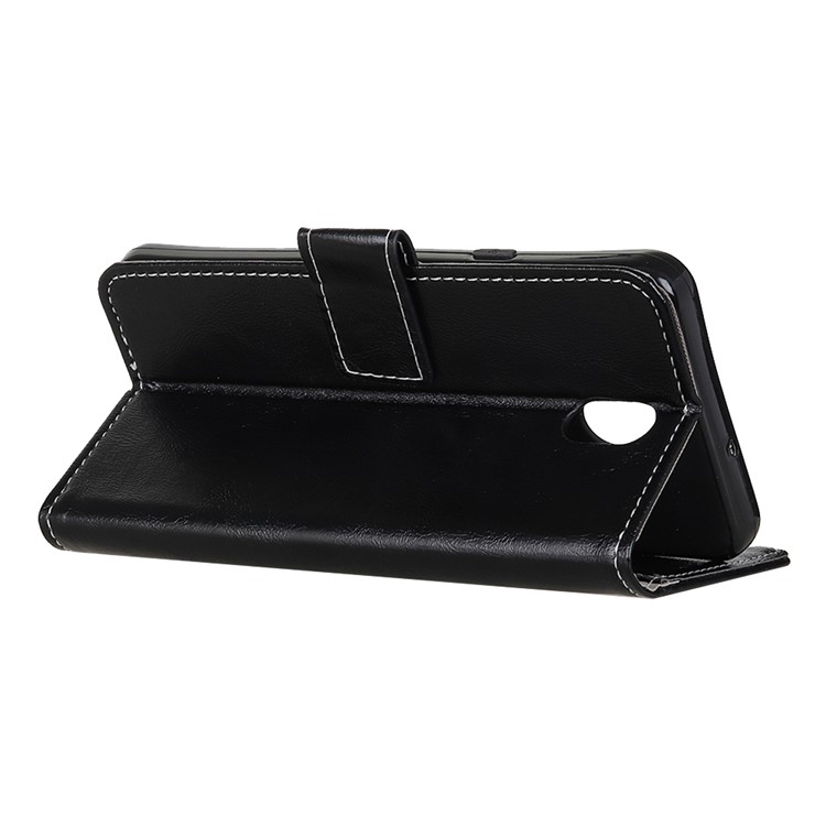 Crazy Horse Texture Vintage Leather Case Wallet Stand Phone Shell for Xiaomi Redmi 8A - Black-3