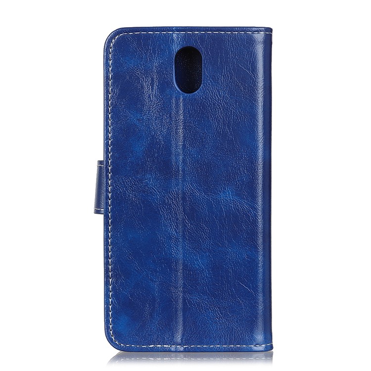 Crazy Horse Texture Vintage Leather Case Wallet Stand Phone Shell for Xiaomi Redmi 8A - Blue-2