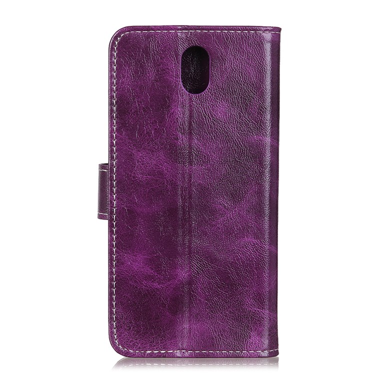 Crazy Horse Texture Vintage Leather Case Wallet Stand Phone Shell for Xiaomi Redmi 8A - Purple-2