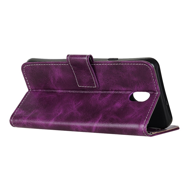 Crazy Horse Texture Vintage Leather Case Wallet Stand Phone Shell for Xiaomi Redmi 8A - Purple-3