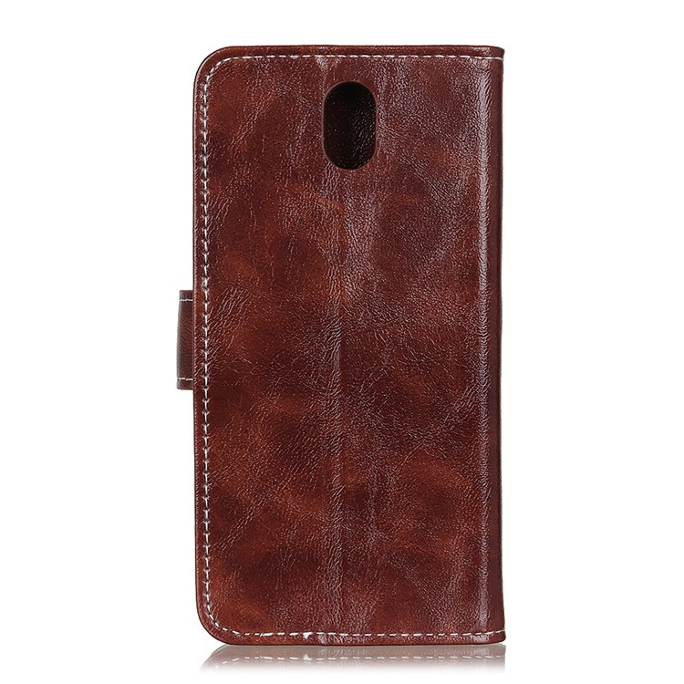 Crazy Horse Texture Vintage Leather Case Wallet Stand Phone Shell for Xiaomi Redmi 8A - Brown-2