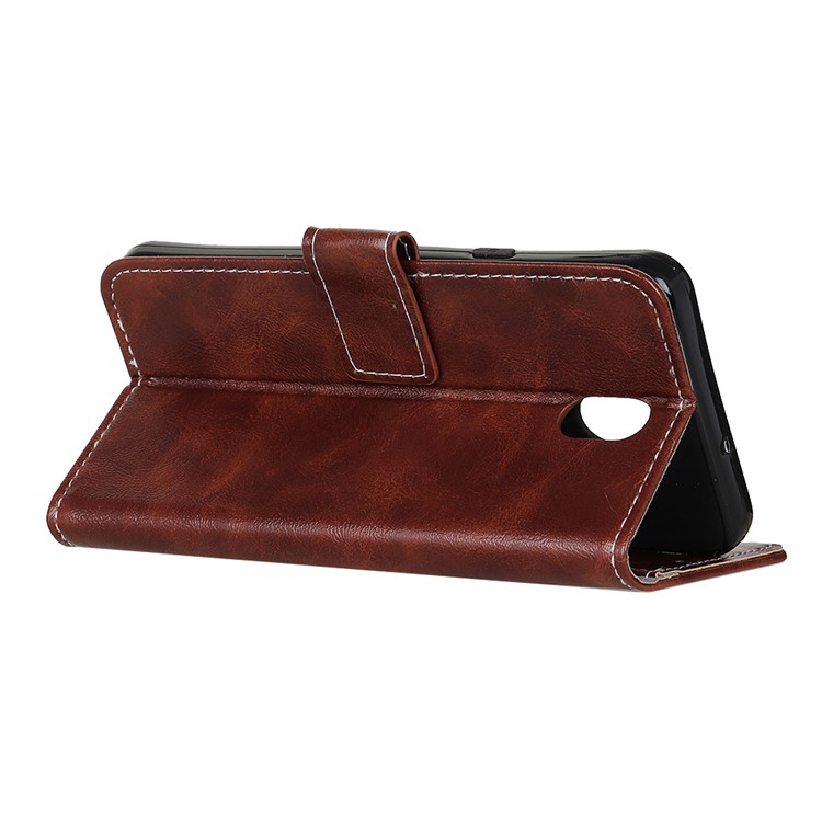 Crazy Horse Texture Vintage Leather Case Wallet Stand Phone Shell for Xiaomi Redmi 8A - Brown-3