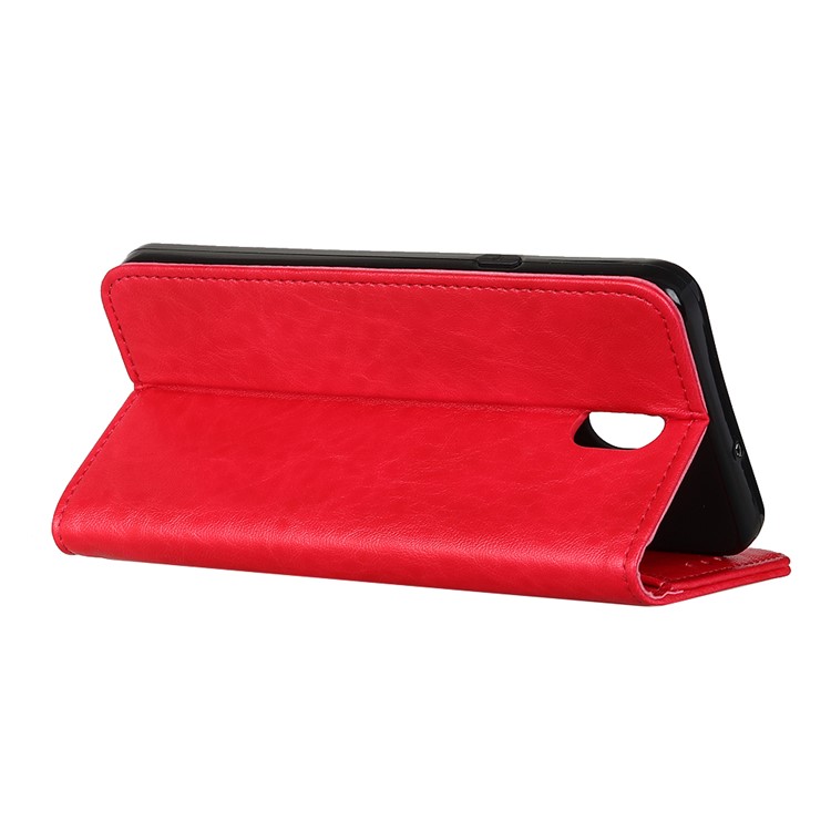 Auto-absorbed Crazy Horse Skin Leather Phone Cover with Stand Case for Xiaomi Redmi 8A - Red-8
