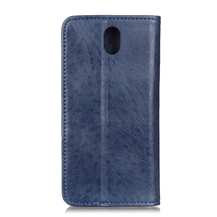 Auto-absorbed Crazy Horse Skin Leather Phone Cover with Stand Case for Xiaomi Redmi 8A - Blue-7