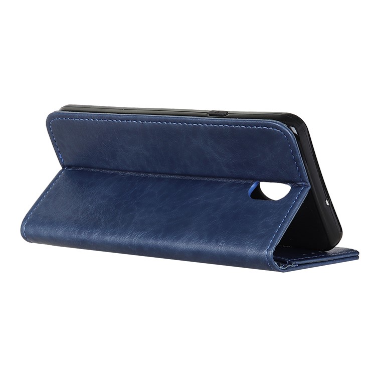 Auto-absorbed Crazy Horse Skin Leather Phone Cover with Stand Case for Xiaomi Redmi 8A - Blue-8