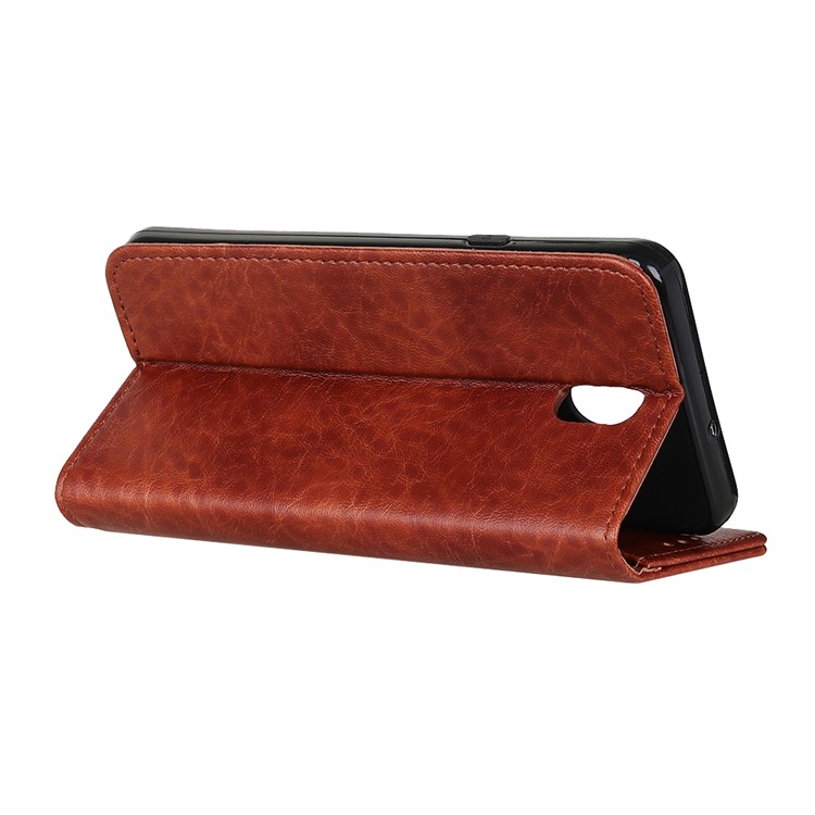 Auto-absorbed Crazy Horse Skin Leather Phone Cover with Stand Case for Xiaomi Redmi 8A - Brown-8