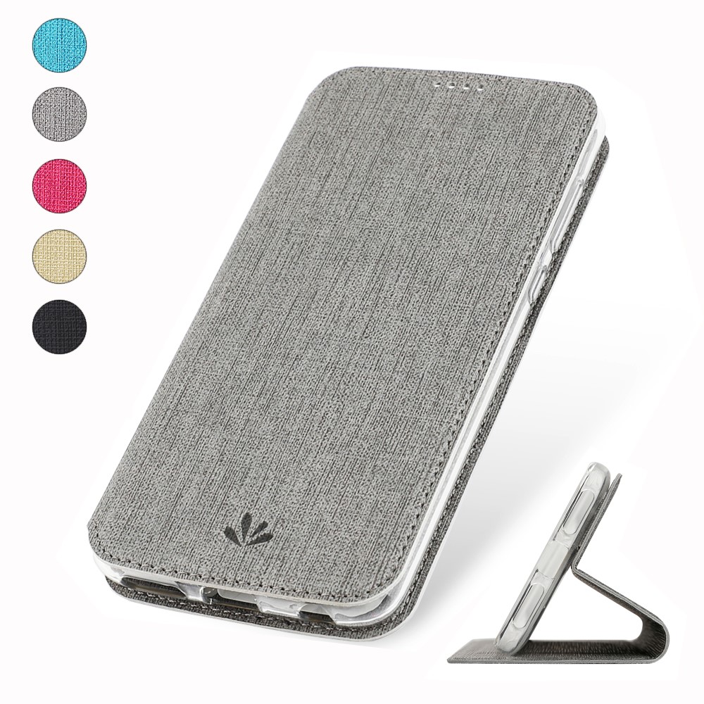 VILI DMX Cross Texture PU Leather Stand Case with Card Slot for Xiaomi Redmi Note 8 Pro - Grey-2