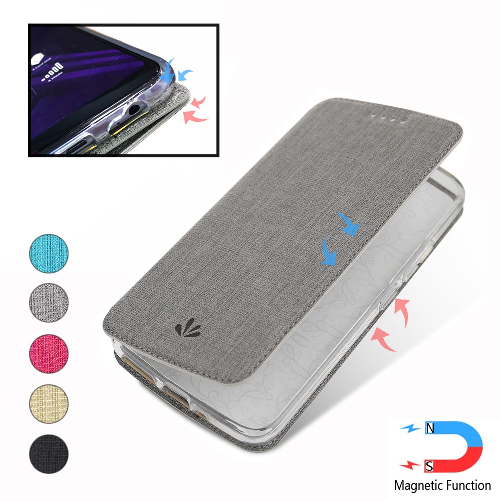 VILI DMX Cross Texture PU le Cuir Stand Case Avec Fente de Carte Pour Xiaomi Redmi Note 8 Pro - Gris