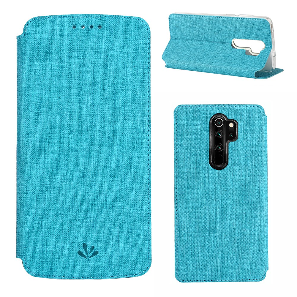 VILI DMX Cross Texture PU Leather Stand Case with Card Slot for Xiaomi Redmi Note 8 Pro - Blue-1