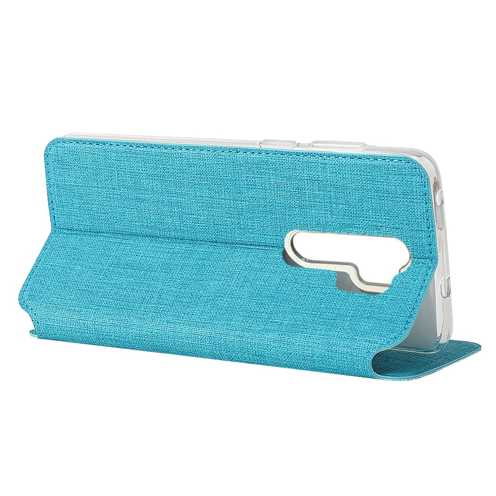 VILI DMX Cross Texture PU Leather Stand Case with Card Slot for Xiaomi Redmi Note 8 Pro - Blue-5