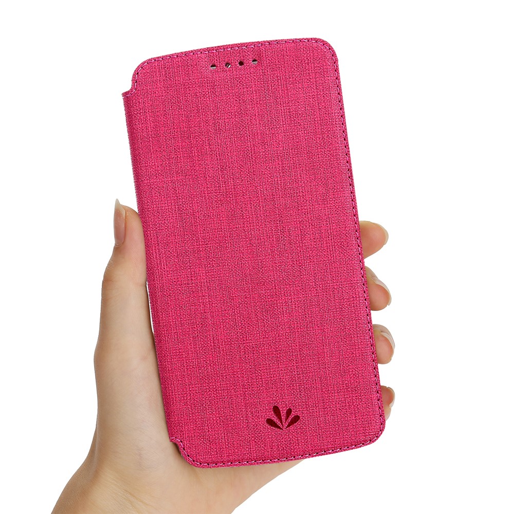 VILI DMX Cross Texture PU Leather Stand Case with Card Slot for Xiaomi Redmi Note 8 Pro - Rose-4