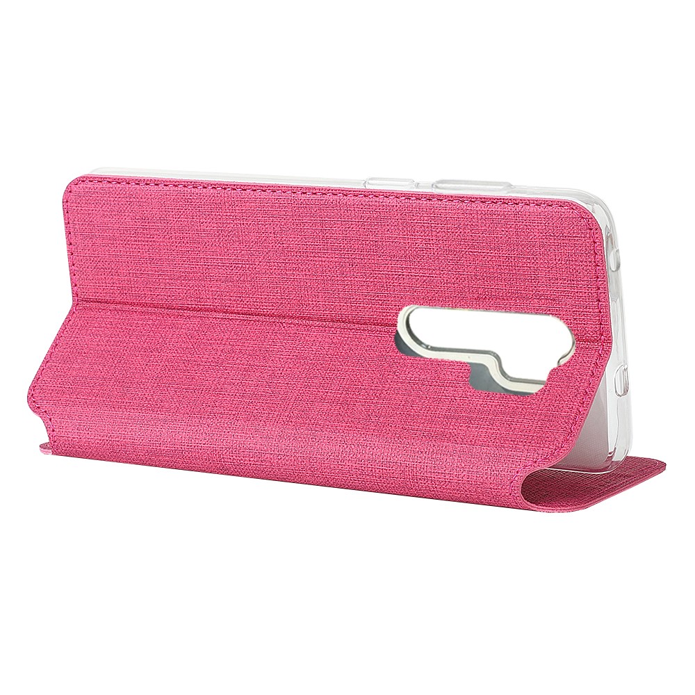 VILI DMX Cross Texture PU Leather Stand Case with Card Slot for Xiaomi Redmi Note 8 Pro - Rose-5