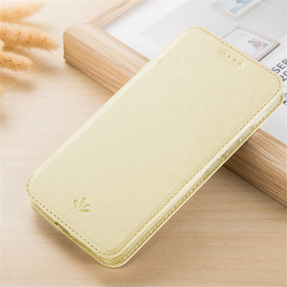 VILI DMX Cross Texture PU Leather Stand Case with Card Slot for Xiaomi Redmi Note 8 Pro - Gold-6