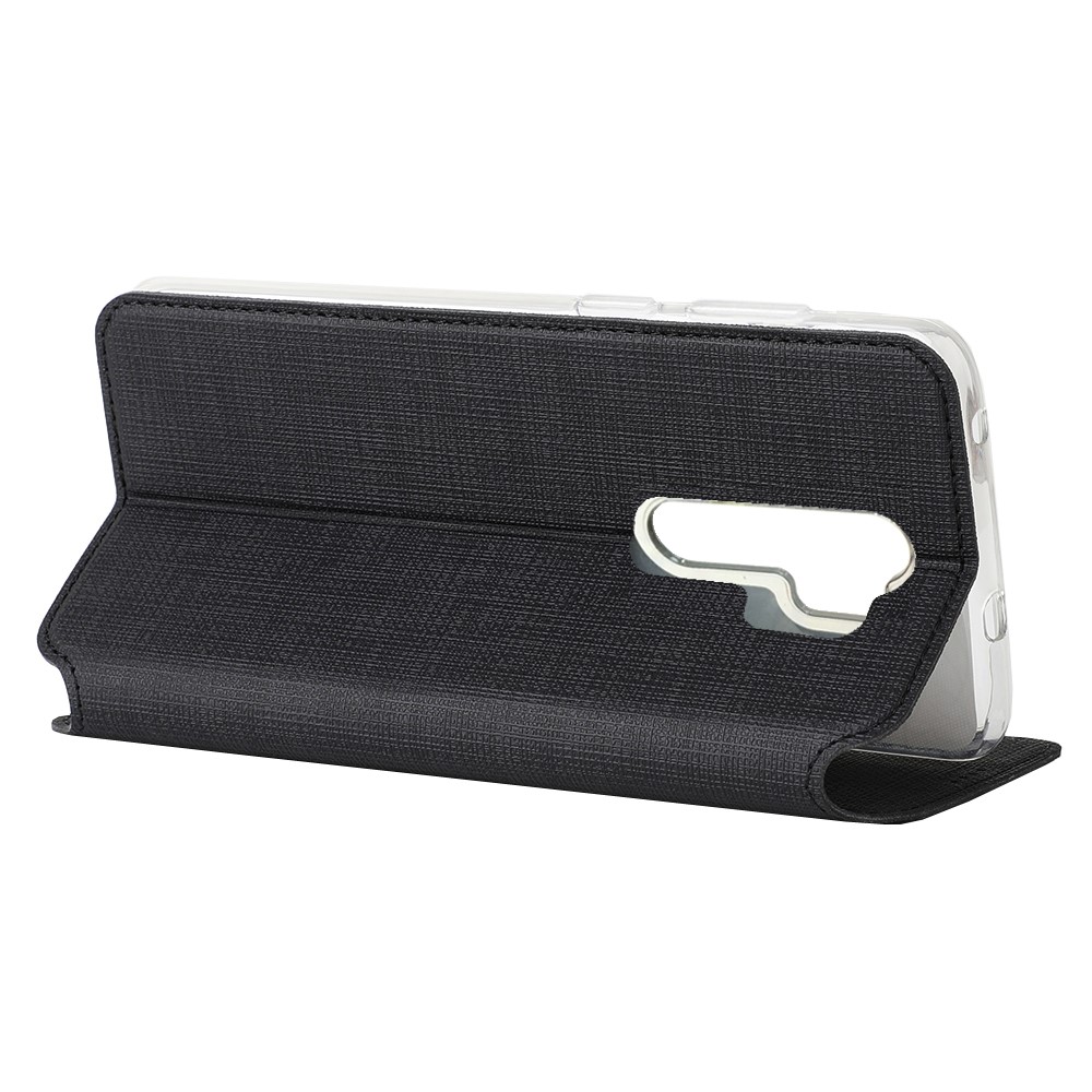 VILI DMX Cross Texture PU Leather Stand Case with Card Slot for Xiaomi Redmi Note 8 Pro - Black-5