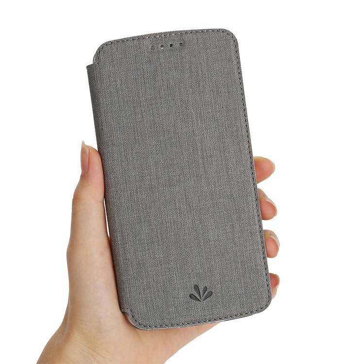 VILI DMX Cross Texture Leather Stand Case with Card Slot for Xiaomi Redmi Note 8 - Grey-16