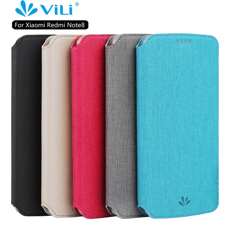 VILI DMX Cross Texture Leather Stand Case with Card Slot for Xiaomi Redmi Note 8 - Grey-19