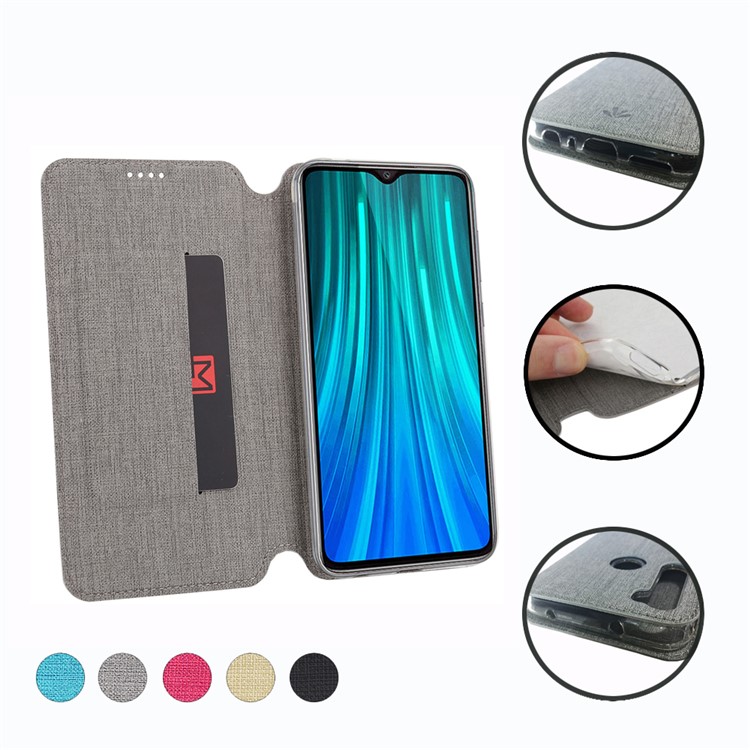 VILI DMX Cross Texture Leather Stand Case with Card Slot for Xiaomi Redmi Note 8 - Grey-3