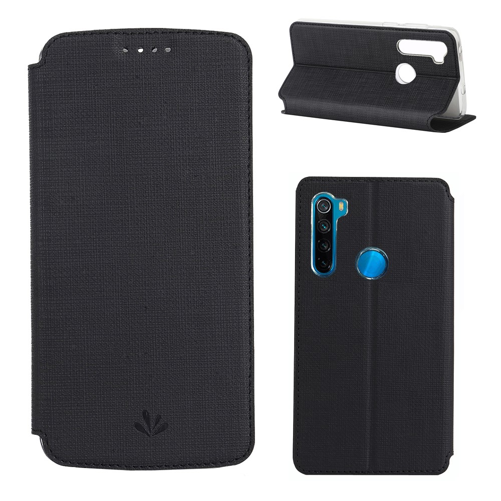 VILI DMX Cross Texture Leather Stand Case with Card Slot for Xiaomi Redmi Note 8 - Black-1