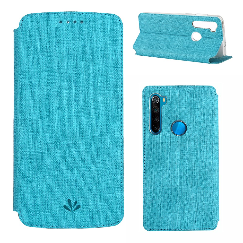 VILI DMX Cross Texture Leather Stand Case with Card Slot for Xiaomi Redmi Note 8 - Blue-1