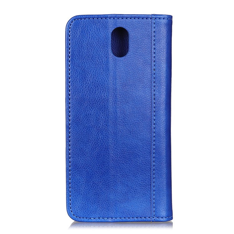 Auto-absorbed Litchi Texture Split Leather Wallet Stand Case for Xiaomi Redmi 8A - Blue-3