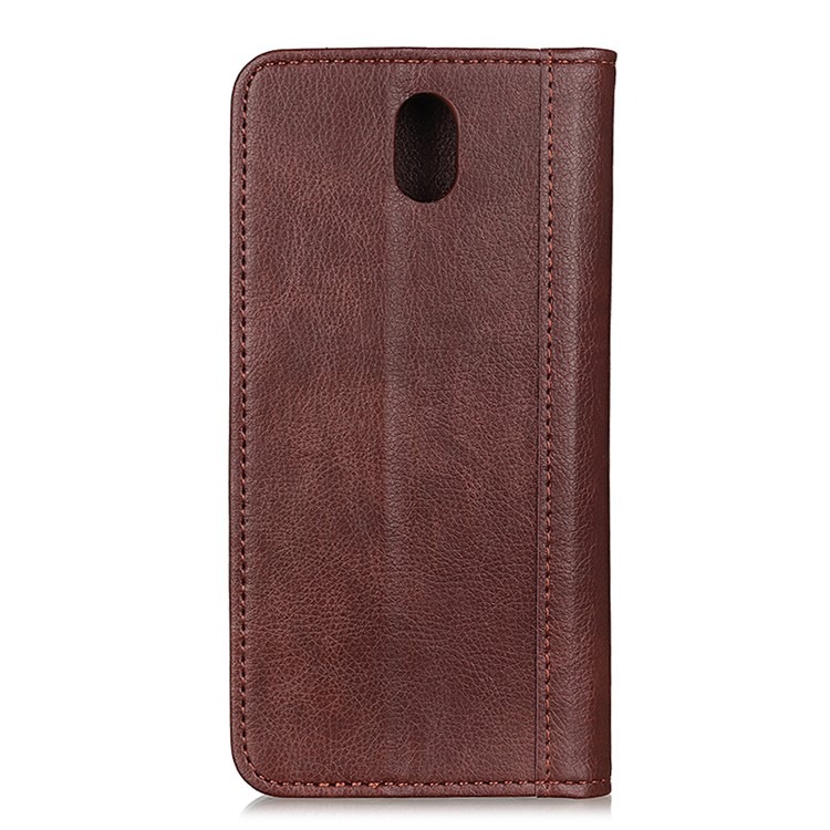 Auto-absorbed Litchi Texture Split Leather Wallet Stand Case for Xiaomi Redmi 8A - Brown-3