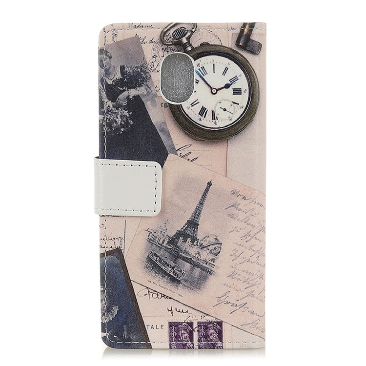 Pattern Printing Leather Wallet Case for Xiaomi Redmi 8A - Eiffel Tower and Characters-3