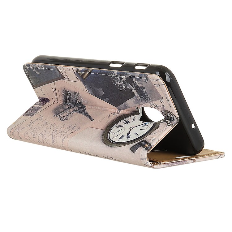 Pattern Printing Leather Wallet Case for Xiaomi Redmi 8A - Eiffel Tower and Characters-6