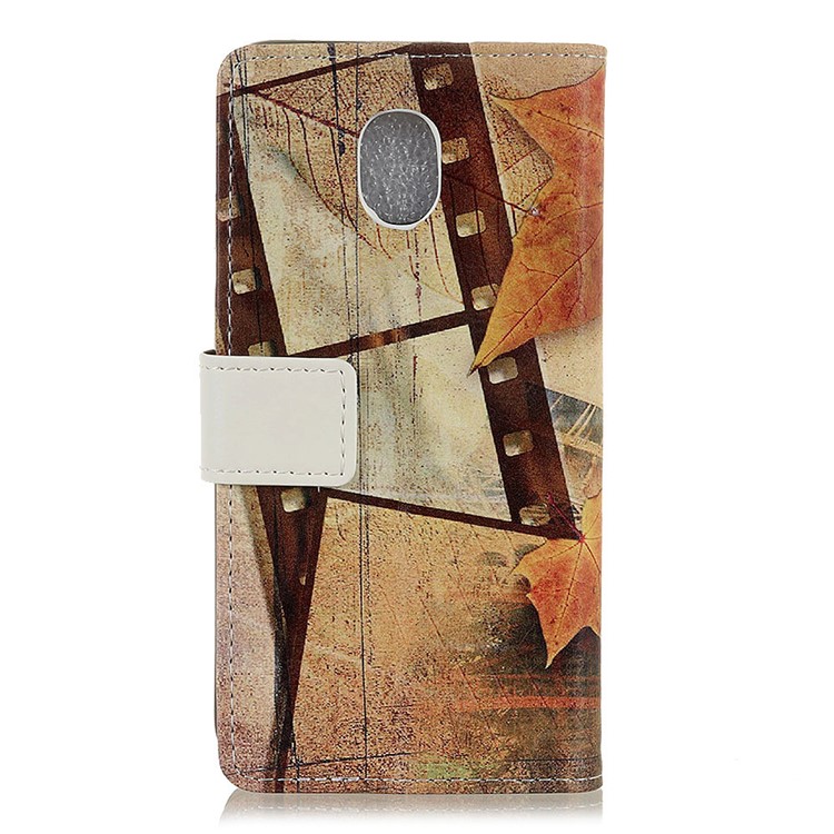 Pattern Printing Leather Wallet Case for Xiaomi Redmi 8A - Maple Leaves and Eiffel Tower-2