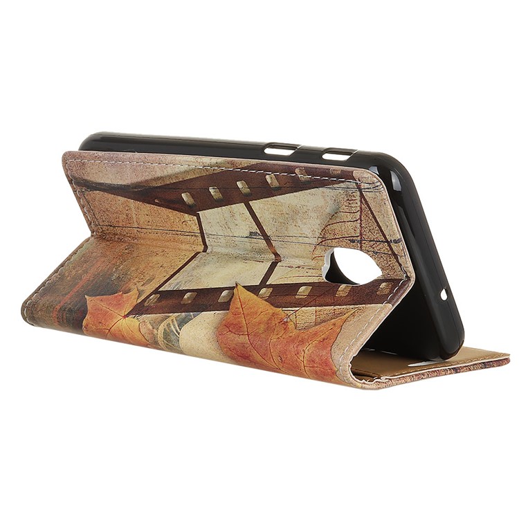 Pattern Printing Leather Wallet Case for Xiaomi Redmi 8A - Maple Leaves and Eiffel Tower-5
