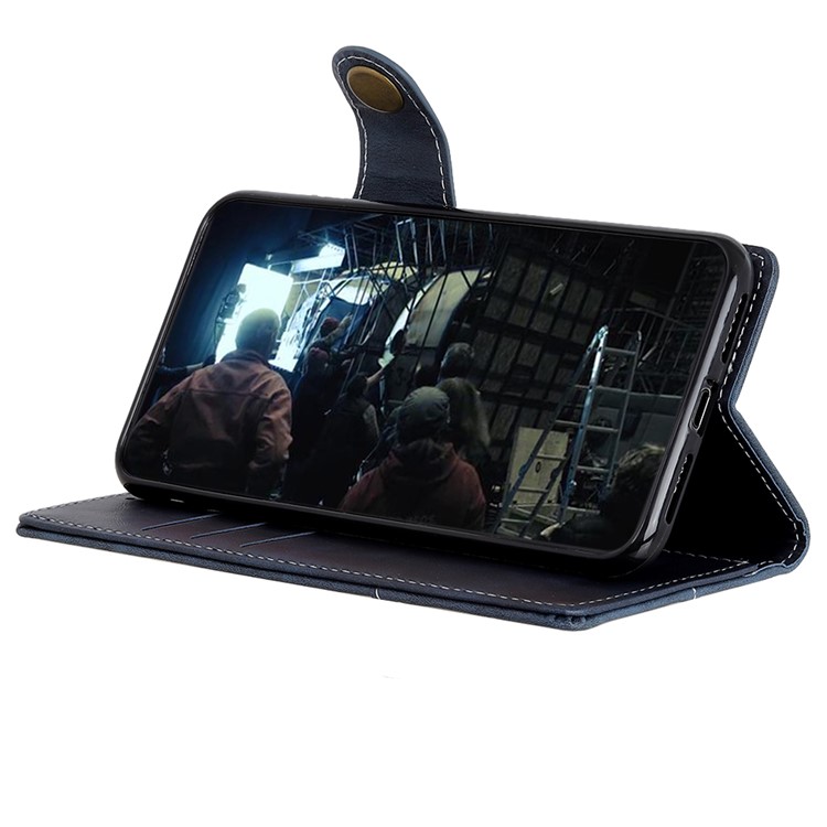 S-shape Textured Wallet PU Leather Phone Case for Xiaomi Redmi 8A - Dark Blue-10