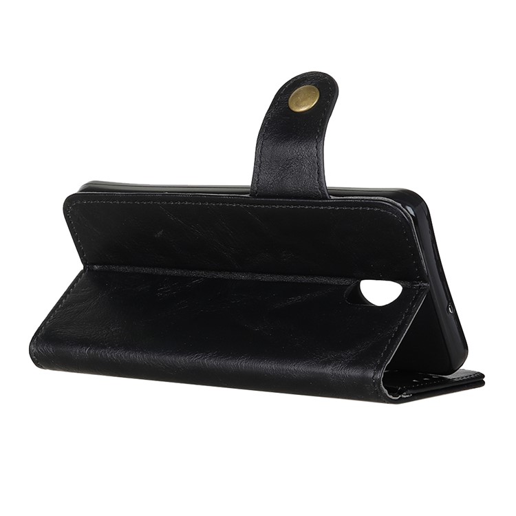 S-shape Crazy Horse Texture Leather Wallet Case for Xiaomi Redmi 8A - Black-4