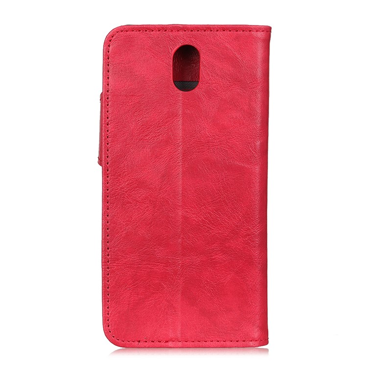 S Forme Cas Fou De Portefeuille En Cuir Texture Cheval Xiaomi Redmi 8A - Rouge-3