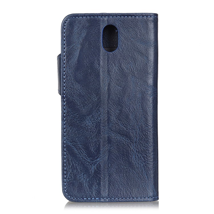S Forme Cas Fou De Portefeuille En Cuir Texture Cheval Xiaomi Redmi 8A - Bleu-3