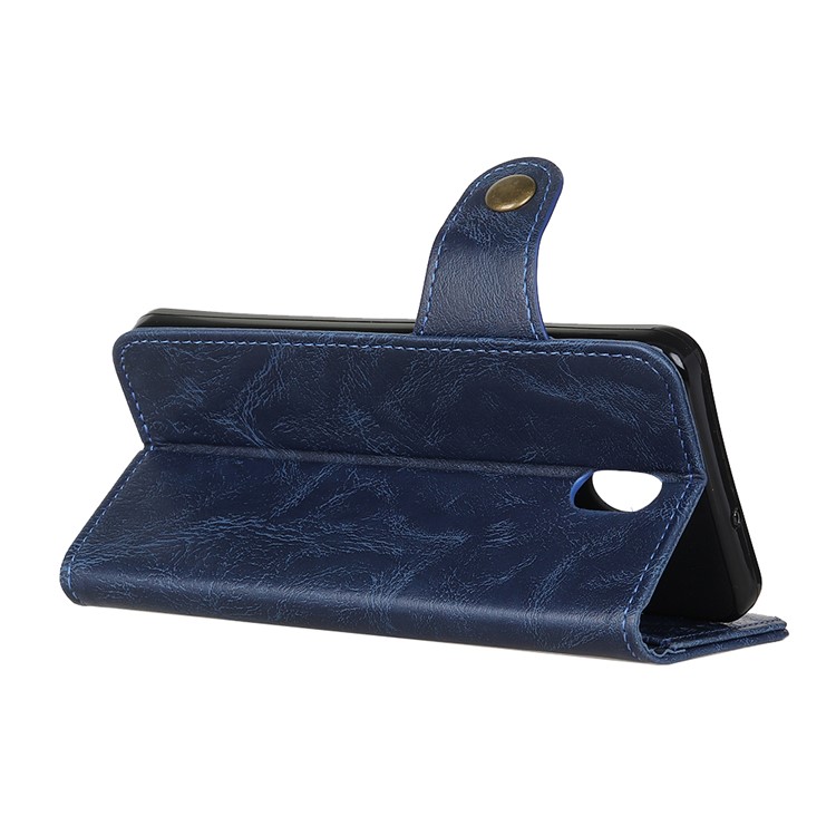 S Forme Cas Fou De Portefeuille En Cuir Texture Cheval Xiaomi Redmi 8A - Bleu-4