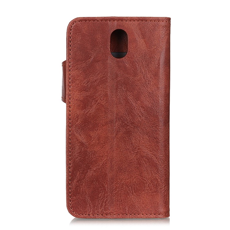 S-shape Crazy Horse Texture Leather Wallet Case for Xiaomi Redmi 8A - Brown-3