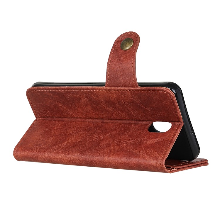 S-shape Crazy Horse Texture Leather Wallet Case for Xiaomi Redmi 8A - Brown-4