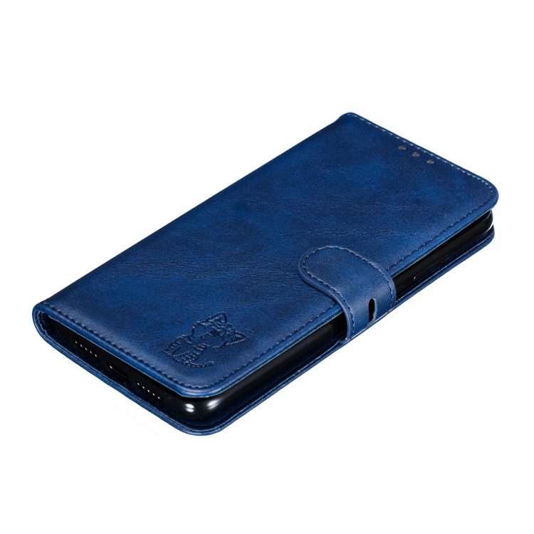 Imprinted Cat Pattern Leather Wallet Stand Case for Xiaomi Mi CC9 / Mi CC9 Meitu Edition - Blue-7