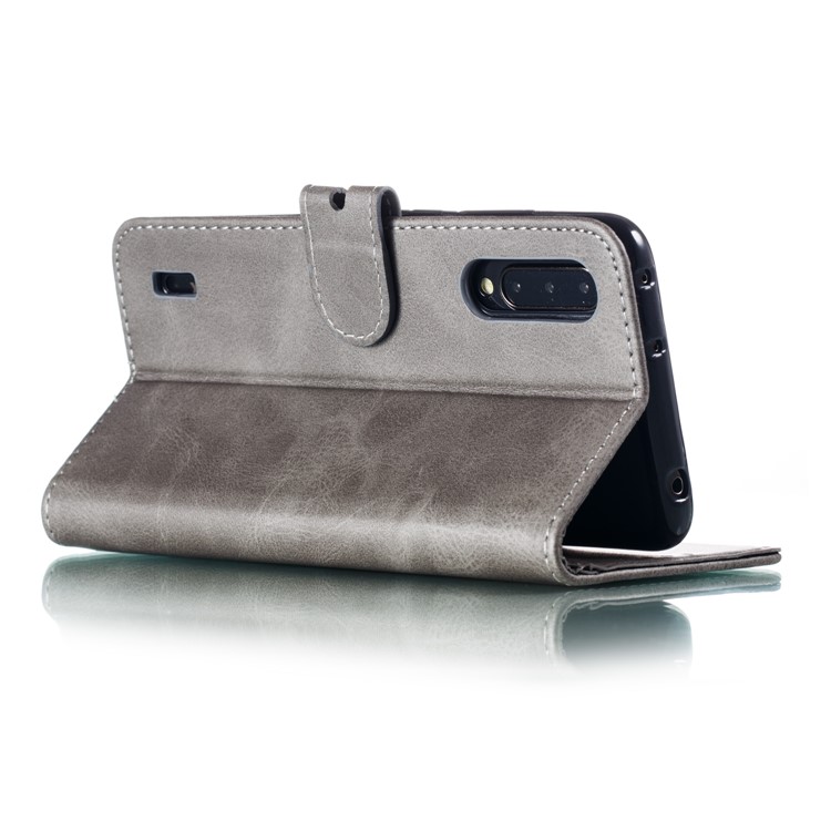 Imprinted Cat Pattern Leather Wallet Stand Casing for Xiaomi Mi CC9e / Mi A3 - Grey-5