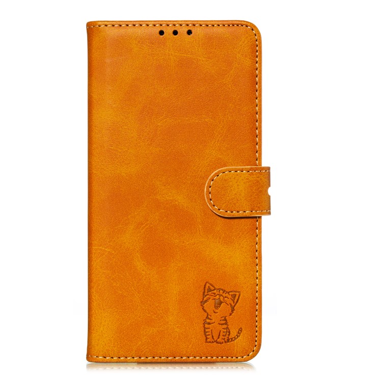 Imprinted Cat Pattern Leather Wallet Stand Case for Xiaomi Redmi Note 8 - Brown-2