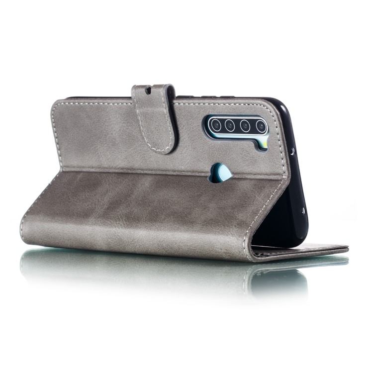 Imprinted Cat Pattern Leather Wallet Stand Case for Xiaomi Redmi Note 8 - Grey-5