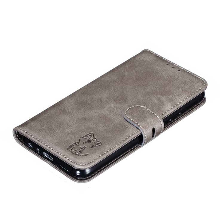 Imprinted Cat Pattern Leather Wallet Stand Case for Xiaomi Redmi Note 8 - Grey-7