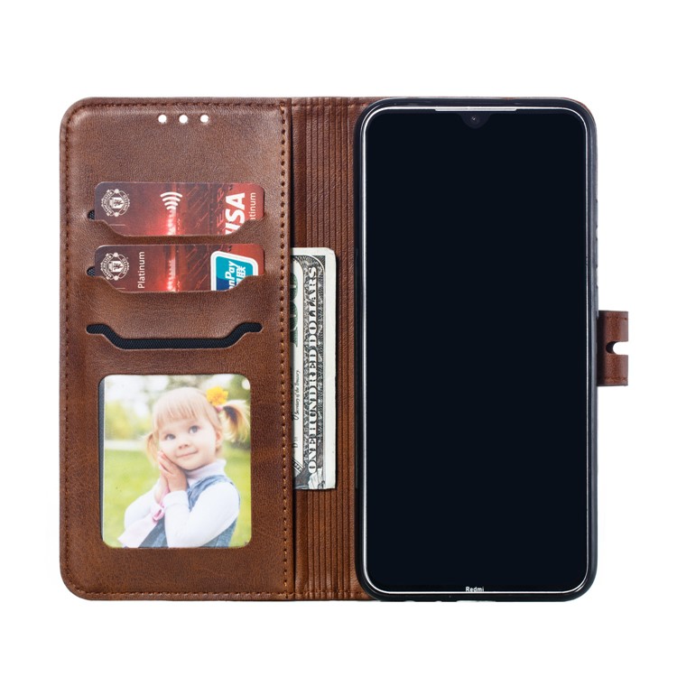Imprinted Cat Pattern Leather Wallet Stand Case for Xiaomi Redmi Note 8 - Coffee-4
