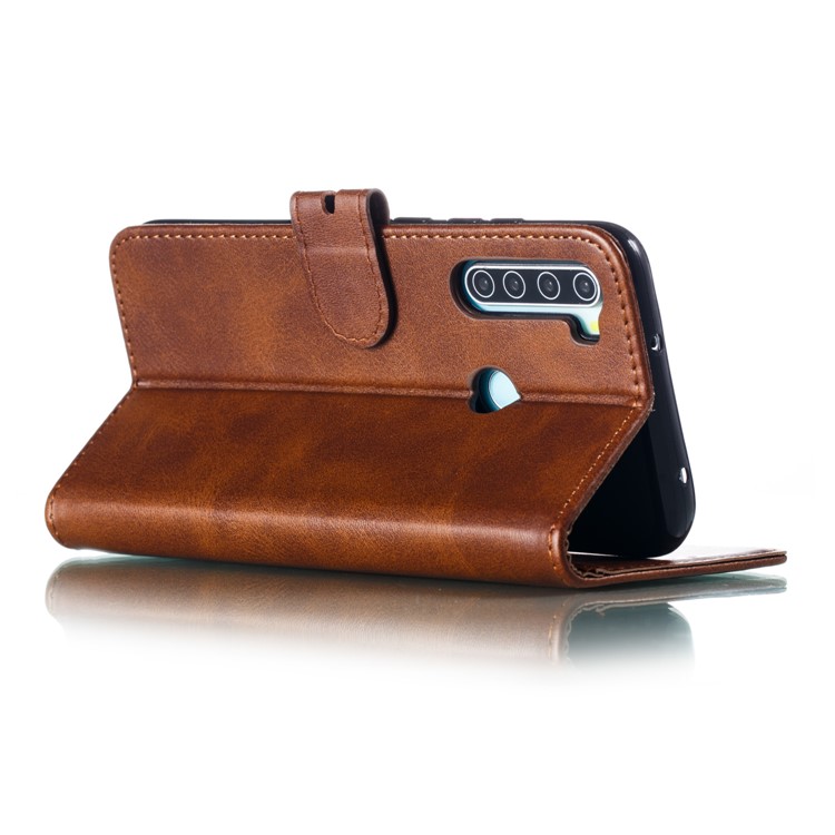 Imprinted Cat Pattern Leather Wallet Stand Case for Xiaomi Redmi Note 8 - Coffee-5