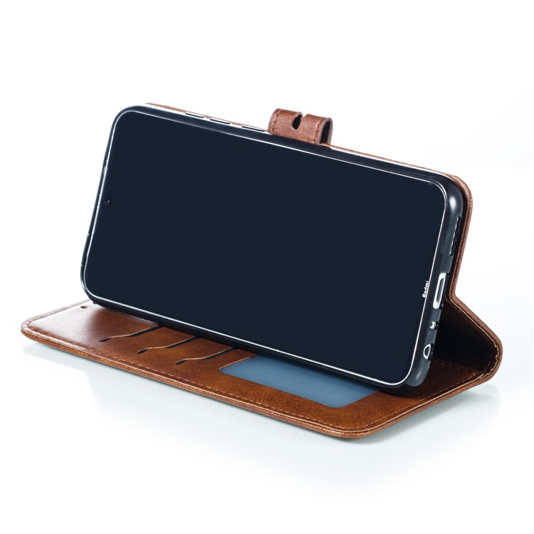 Imprinted Cat Pattern Leather Wallet Stand Case for Xiaomi Redmi Note 8 - Coffee-6