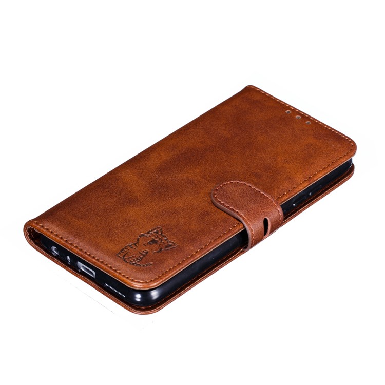 Imprinted Cat Pattern Leather Wallet Stand Case for Xiaomi Redmi Note 8 - Coffee-7